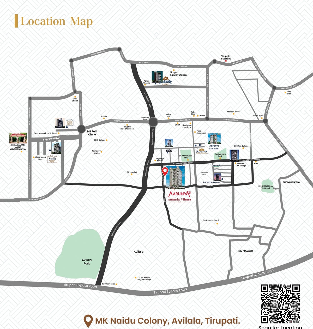 Aarunya's Ananda Vihara, 3 BHK, Avilala, Tirupati location map