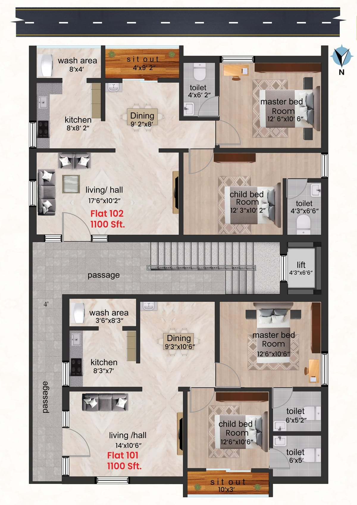 Aarunya's Avenue, 2 BHK, Kesavayagunta, Tirupati floor plan