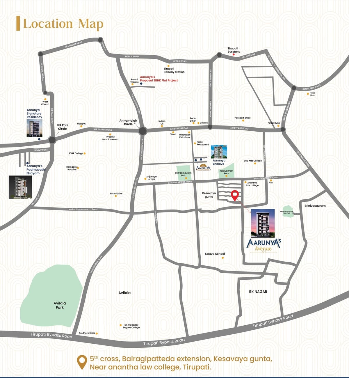 Aarunya's Avenue, 2 BHK, Kesavayagunta, Tirupati location map