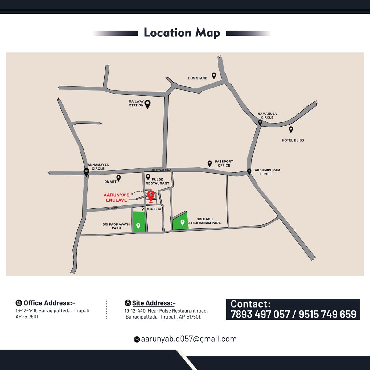 Aarunya Enclave, Bairagipatteda, Tirupati location map