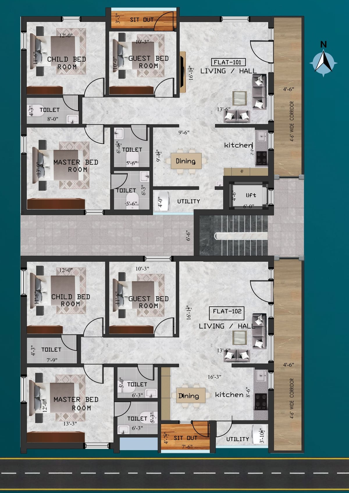 Aarunya's Pride, 3 BHK, Tirupati Railway Station area, Tirupati floor plan