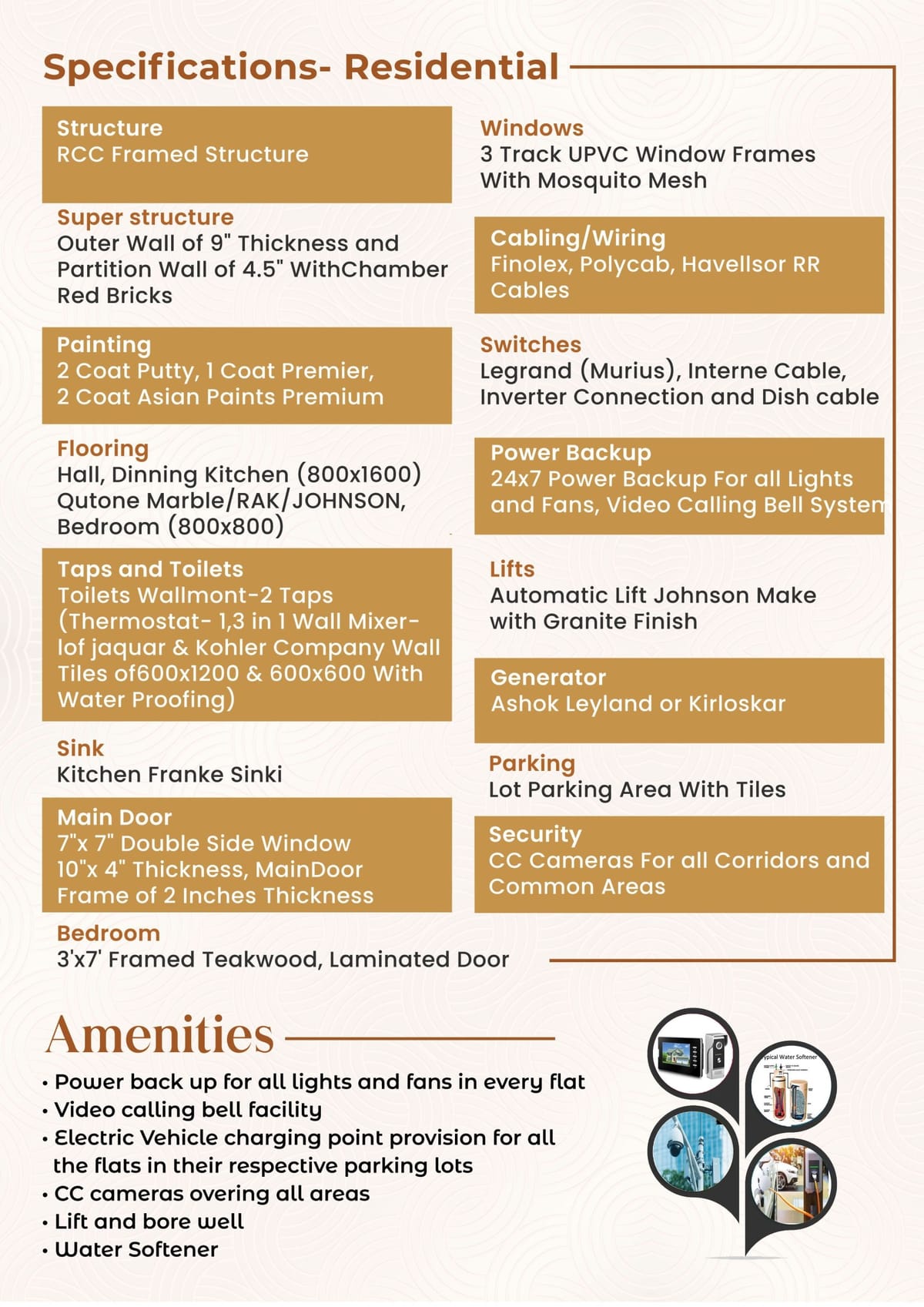 Aarunya Signature Residency, 3 BHK, MR Palli, Tirupati specifications sheet