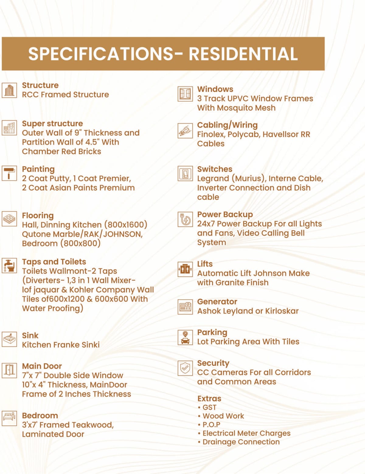 Aarunya SJ Residency, 3 BHK, Tirupati, Tirupati specifications sheet