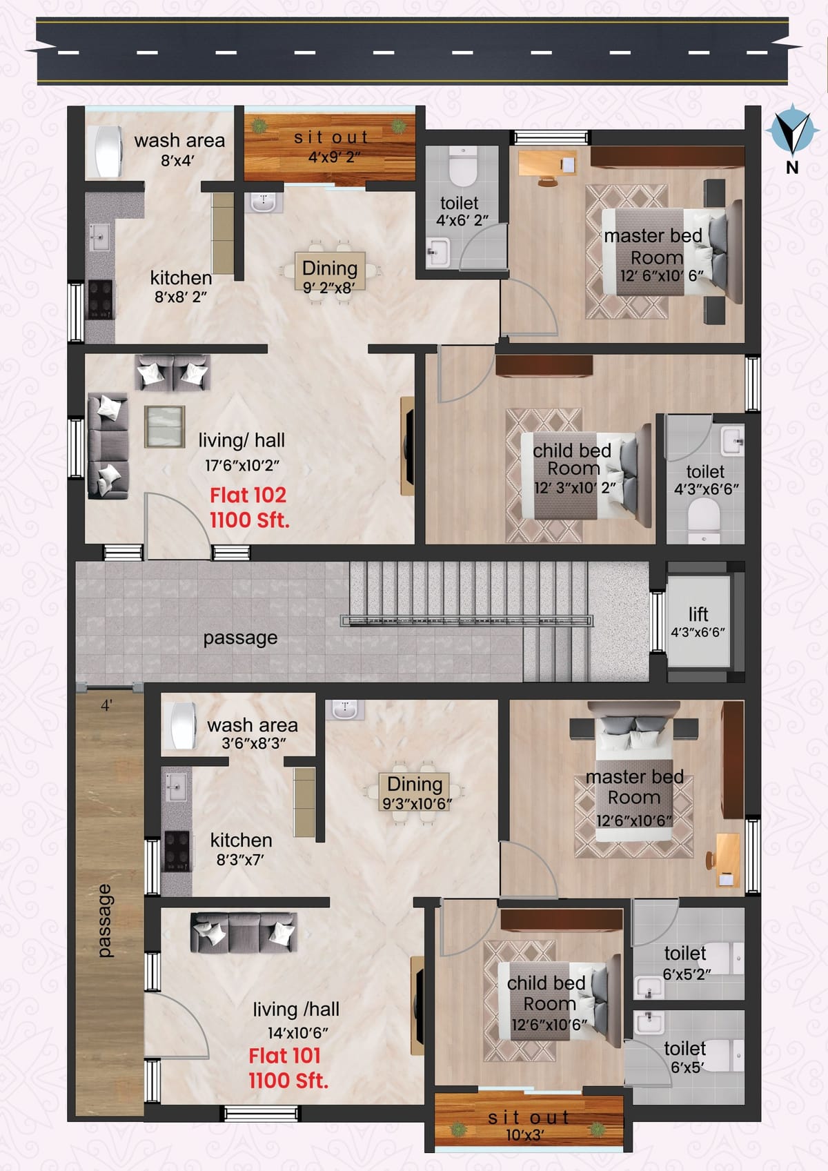 Aarunya's Sreshta, 2 BHK, Bairagipatteda, Tirupati floor plan