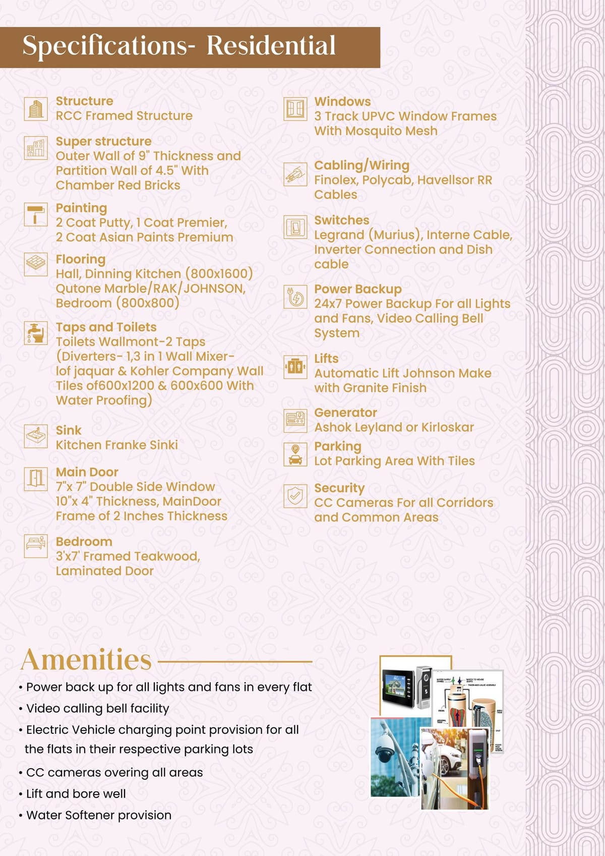 Aarunya's Sreshta, 2 BHK, Bairagipatteda, Tirupati specifications sheet